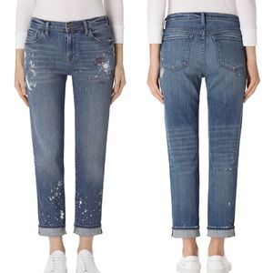 J BRAND Johnny Mid Rise Boyfriend Fit Paint Splatter Peace Jeans Denim 26